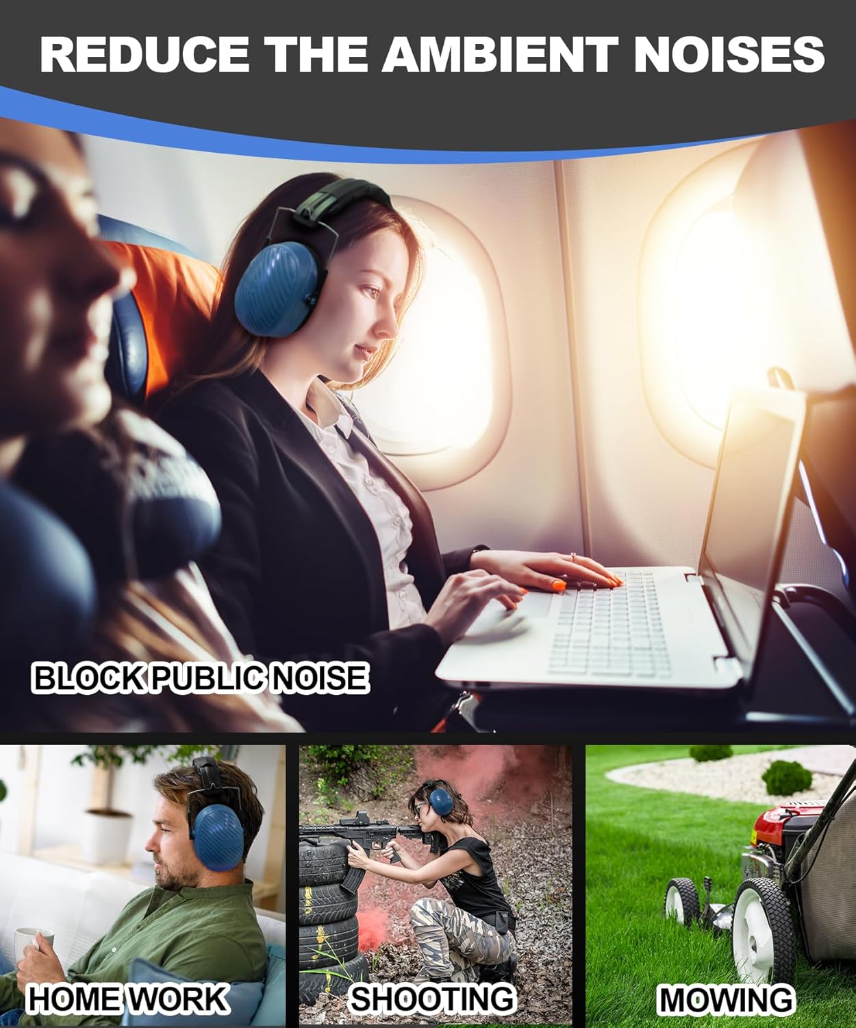 ZOHAN 019 Noise Cancelling Headphones for Adult - NRR 28dB Hearing Protection for Working, Shooting, Mowing, Autism - Image 6