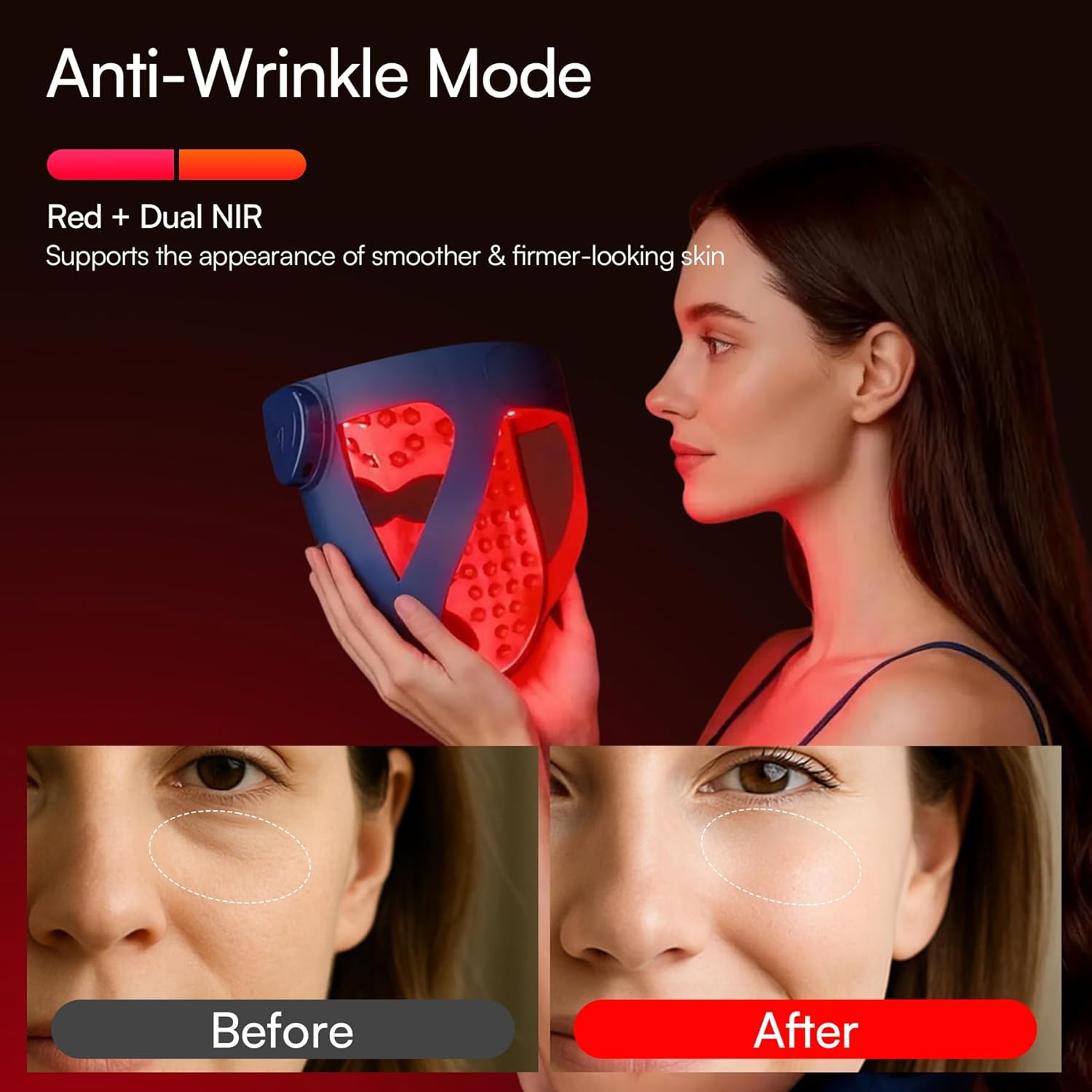 INIA Glow 4D Wireless Red Light Therapy Mask for face – Dual NIR, 320 LEDs, 4 Modes, Under-Eye Cooling, Cordless & Rechargeable LED Face Mask for Home & Travel, Skincare Gifts for Women Mom Wife, Blue - Image 4
