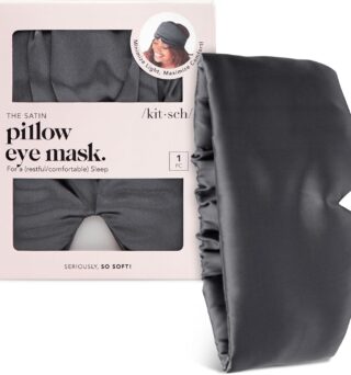 Kitsch Satin Sleep Mask - Eye Masks for Sleep, Softer Than Silk Satin Sleeping Mask Blindfold and Sleep Masks for Women and Men, Eye Care Travel Essentials - Charcoal Black