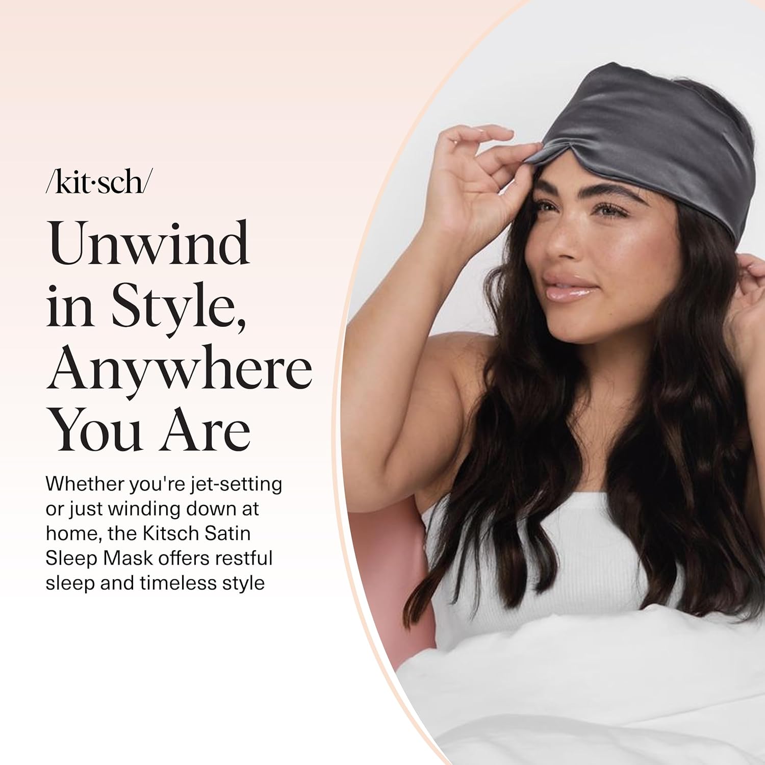 Kitsch Satin Sleep Mask - Eye Masks for Sleep, Softer Than Silk Satin Sleeping Mask Blindfold and Sleep Masks for Women and Men, Eye Care Travel Essentials - Charcoal Black - Image 8